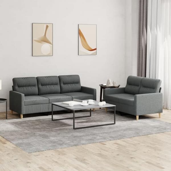 Maison Exclusive - Sæt af 2 sofaer med puder Mørkegrå Stof