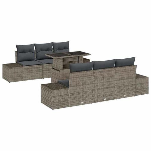 Loungebänkar - MAISON EXCLUSIVE - Soffgrupp 7 delar - Poly Rattan grå - Justerbart bord - Dragkedjefodral Grå