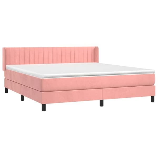 Maison Exclusive - Sängbotten med lammelsäng och Rosa madrass 180x200 cm Sammet
