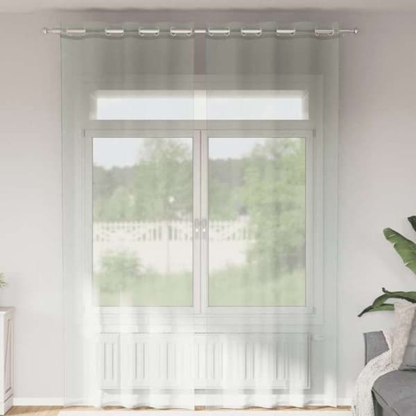 Verho - MAISON EXCLUSIVE - 140x300 cm (2 kpl) - Vaaleanharmaa - Renkaat - 100% polyesteri ljusgrått