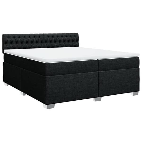 Maison Exclusive - Sengebund med lameller og madras sort 200x200 cm stof