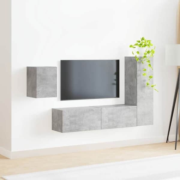Maison Exclusive - TV-møbel sæt 4 dele Grå beton Ingeniørtræ
