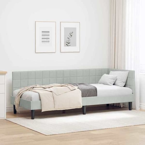 Maison Exclusive - L-formet sengestel Lys grå 80 cm x 200 cm Velour