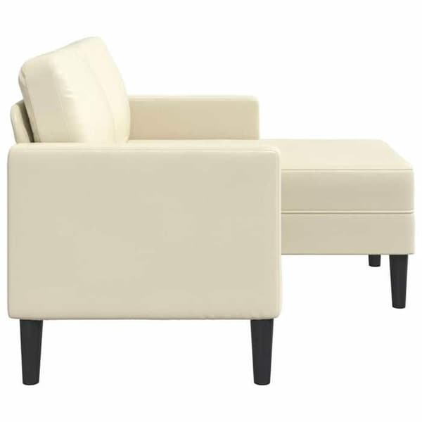 Maison Exclusive - 2-sits soffa med L-formad divan i crème 125 cm konstläder