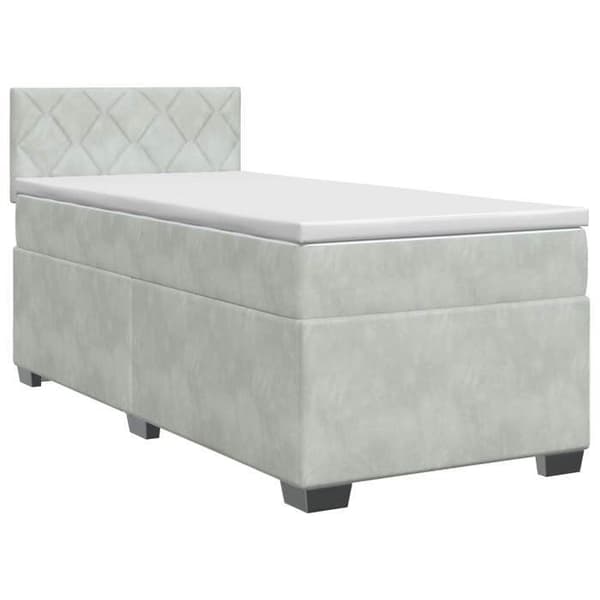 Maison Exclusive - Boxspring-sänky vaaleanharmaalla patjalla 90 x 190 cm Sametti Ljusgrått