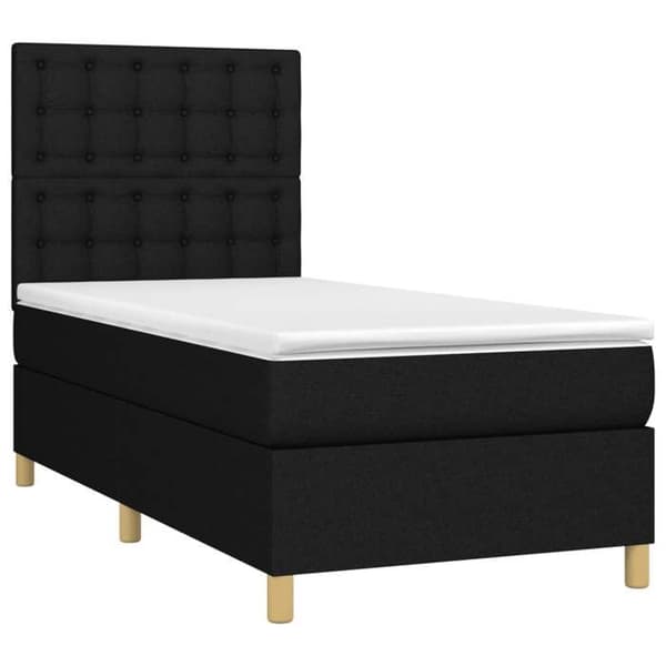 Maison Exclusive - Seng med lameller og madras samt LED Sort 90x200 cm Stof