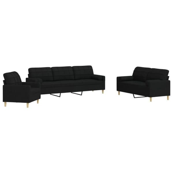 Maison Exclusive - Sæt af 3 sofaer med dekorative puder i sort stof