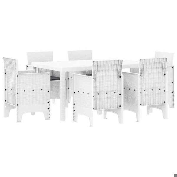 Maison Exclusive - 7 pc spisebordssæt til haven Hvid Rattan Polt Vit