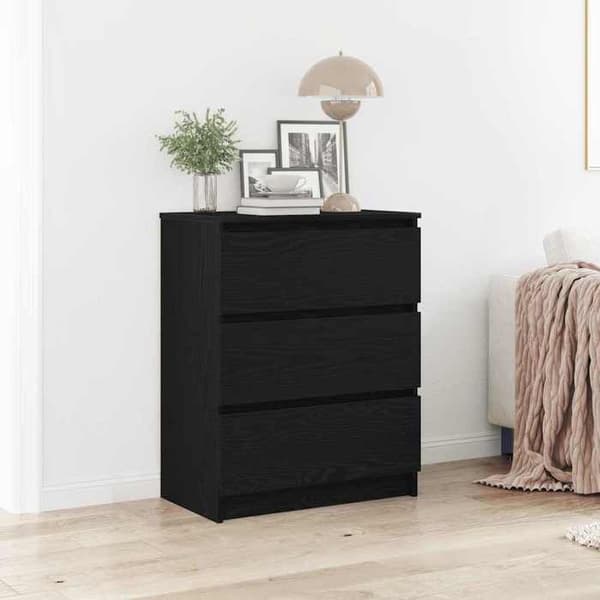 Maison Exclusive - Buffet i sort egetræ 60x35x76 cm ingeniørtræ