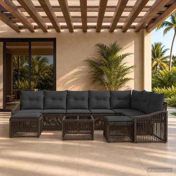 Maison Exclusive - Sæt af 10 pc have-sofaer i grå polyrotin