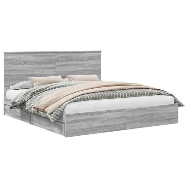Maison Exclusive - Förvaringssäng Grå Sonoma 200 x 200 cm Ingenjörsträ