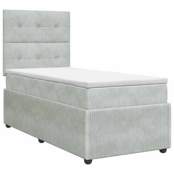Maison Exclusive - Boxspring-sänky vaaleanharmaalla samettipatjalla Ljusgrått