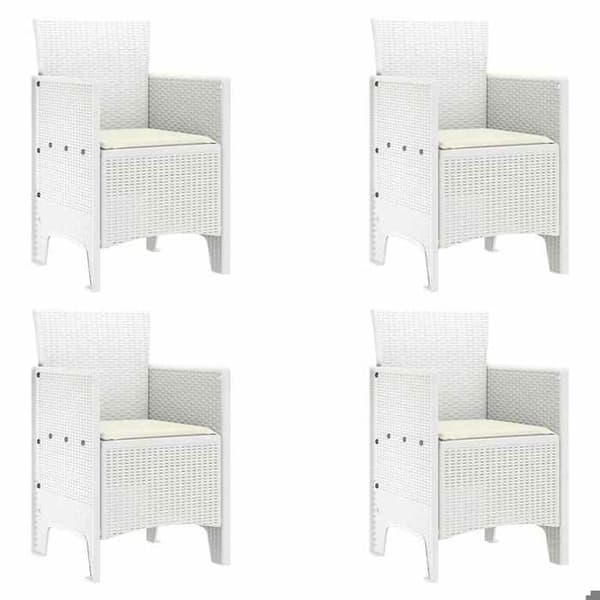 Trädgårdsmöbler - EXKLUSIVT HEM - 5 delar - Vit - UV-beständig poly-rattan - Kuddar ingår Vit
