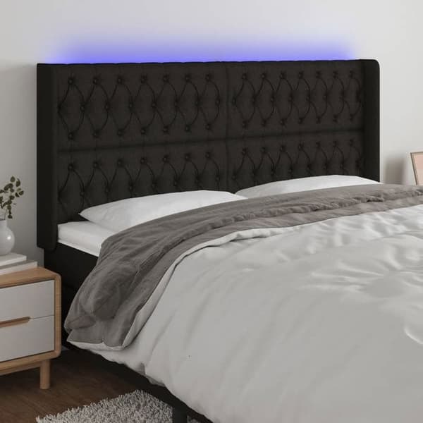 Maison Exclusive - LED Hovedgærde Sort 183x16x118/128 cm Stof Svart