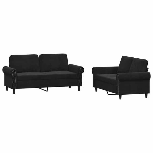 Maison Exclusive - 2 kpl sohvakokonaisuus tyynyillä, musta sametti