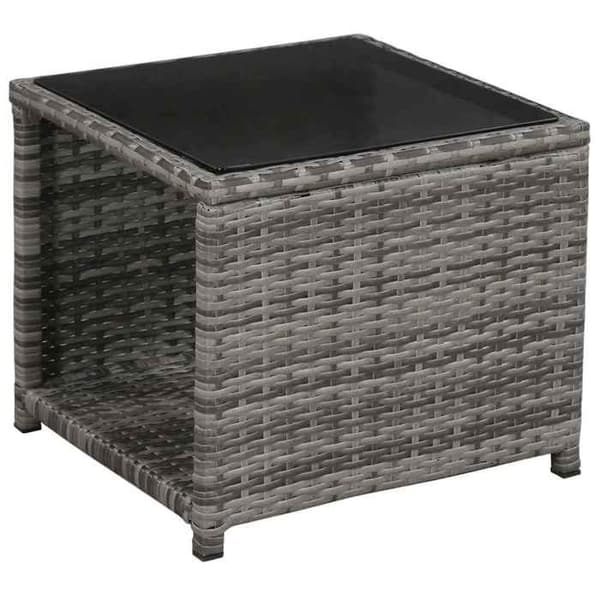 Maison Exclusive - Bistroset 3 delar med kuddar, flätad resin, grå