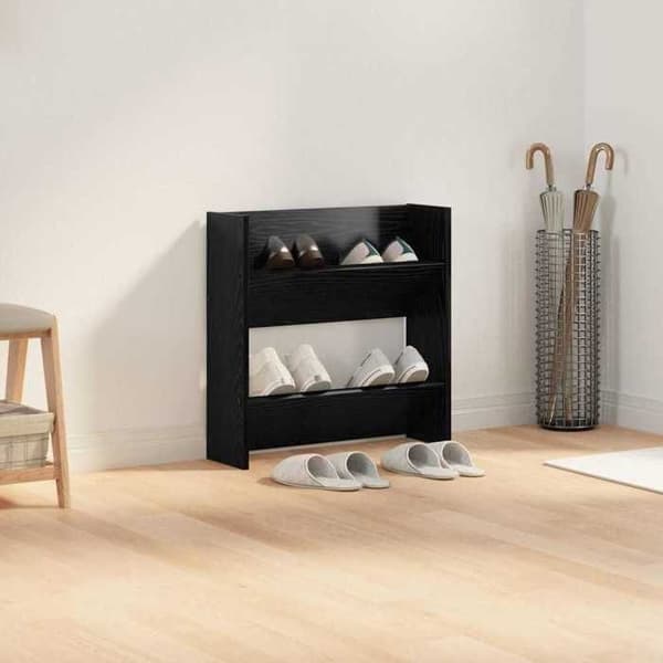 Skoopbevaring - EKSKLUSIV HUS - 60x18x60 cm - Vægmonteret - Ingeniørtræ - Sort