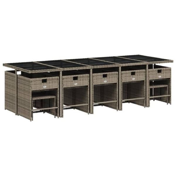 Maison Exclusive - Trädgårdsset 15 delar med grå kuddar i flätad resin