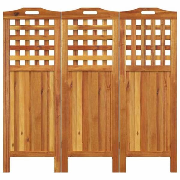 Avskiljande vägg - EXKLUSIV HUS - 3 paneler - Oljad massiv akacia - Fällbar - 121,5x2x115 cm