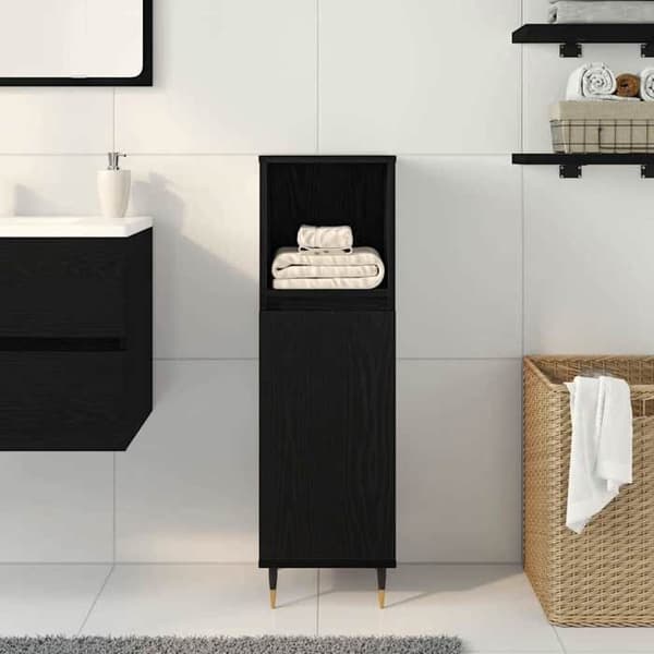 Maison Exclusive - Badeværelsesskab Sort eg 30 x 30 x 100 cm