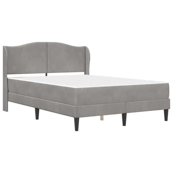 Sengestel - EKSKLUSIV HUS - 120 x 190 cm - Velour hovedgærde - Lys grå - Opbevaring under sengen Ljusgrått
