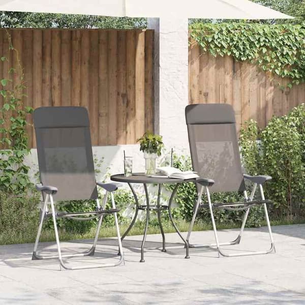 Maison Exclusive - Fällbara campingstolar set om 2 Grå Aluminium