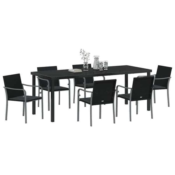 Maison Exclusive - 7 pc have spisebordssæt i sort og grå svart och grått