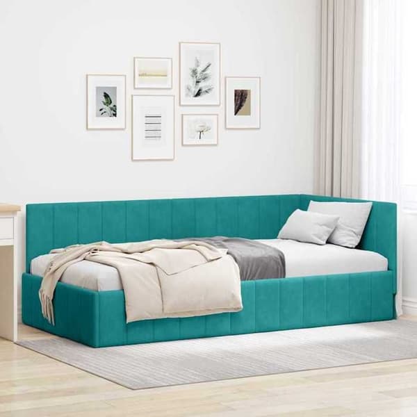 Maison Exclusive - Vinkel sengestel Turquoise 90 cm x 190 cm Velour