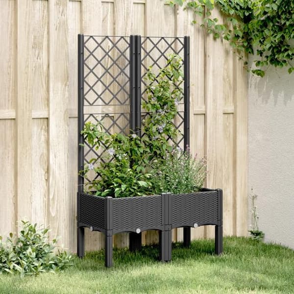 Maison Exclusive - Plantekasse med sort trellis 80x40x142 cm PP