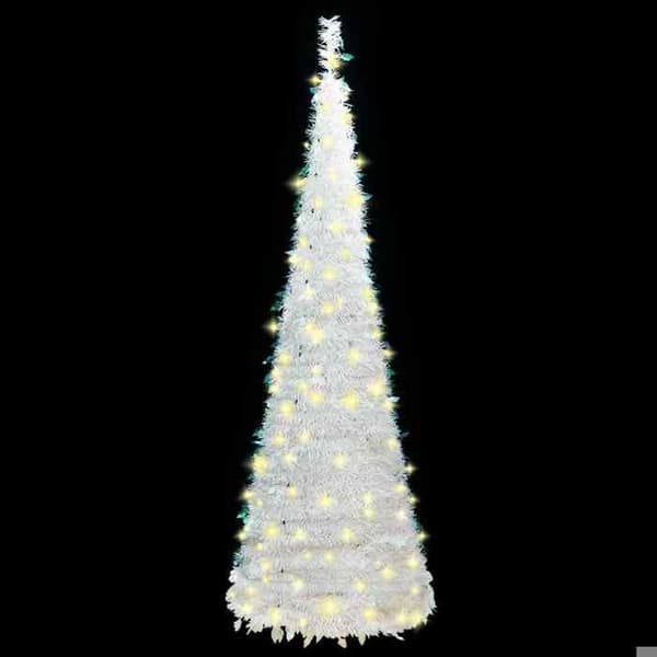 Maison Exclusive - Fällbar konstgjord julgran 100 LED vit 150 cm