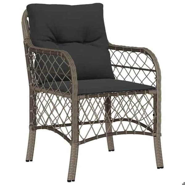 Maison Exclusive - Trädgårdsstolar med kuddar, set om 2, grå flätad resin