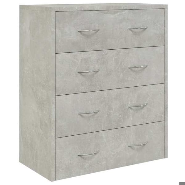 Buffet - EKSKLUSIVT HUS - 4 skuffer 60 x 30,5 x 71 cm - Beton grå - Spånplader - Vægmontering inkluderet Betonggrå