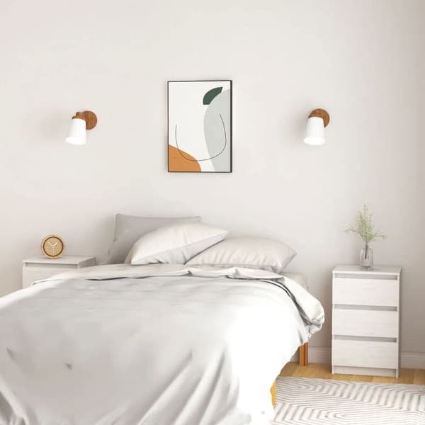 Maison Exclusive - Natborde 2 stk Hvid 40x29,5x64 cm Solid fyrretræ Vit