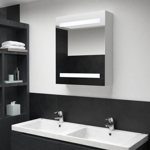 Maison Exclusive - LED-peilikaappi 50x13,5x60 cm vit och silver