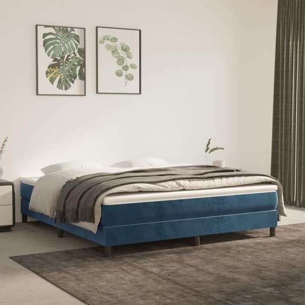 Sängram - Hus Exklusiv - 160x200 cm - Mörkblå sammet - 2-bäddsresår mörkblå