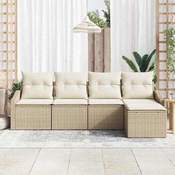 Maison Exclusive - 5 kpl:n sohvasetti beige ja kerma polyrottinkia