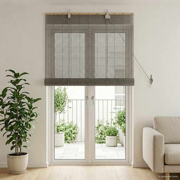 Rullaverho - EXKLUSIIVINEN KOTI - 100 x 220 cm - Luonnon bambu - Harmaa - Suodattava Grå