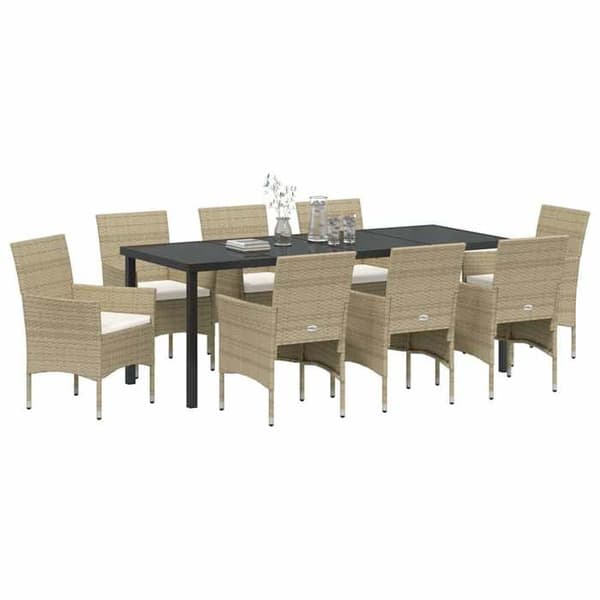 Maison Exclusive - 9 pc spisestue sæt til haven i beige polyrotin beige