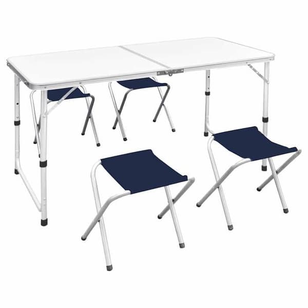 Maison Exclusive - Fällbart campingbordset med 4 pallar 120x60 cm
