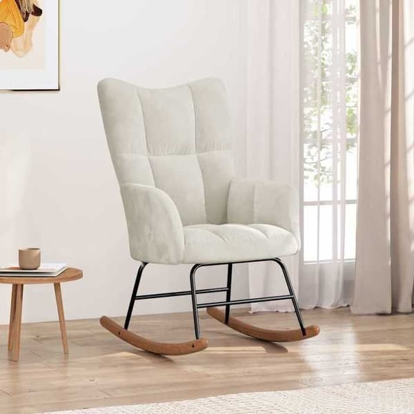 Maison Exclusive - Valkoinen samettinen keinutuoli