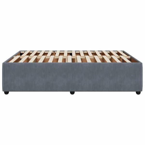 Sengestel - EKSKLUSIV HUS - 140x200 - Mørkegrå velour - Inkluderet lamelbund - Robuste ben mörkgrå