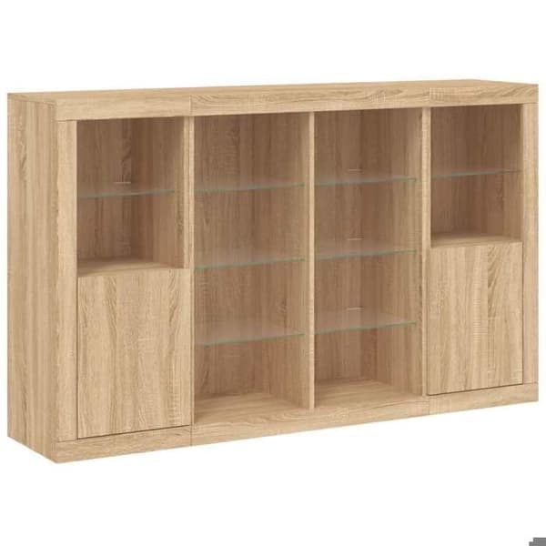 Maison Exclusive - Buffet med LED-lys 3 stk. Sonoma eg ingeniørtræ