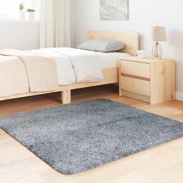 Tæppe - EKSKLUSIVT HUS - NAVARRA - Shaggy 120x120 cm - Lys grå - Antiskrid polyester Ljusgrått