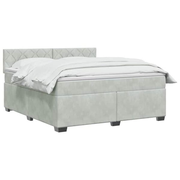 Maison Exclusive - Boxspring-sänky vaaleanharmaalla patjalla 140 x 190 cm Sametti Ljusgrått