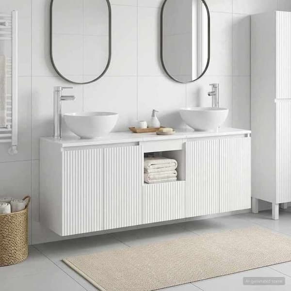 Maison Exclusive - 3 kpl kylpyhuonekaappisetti Valkoinen