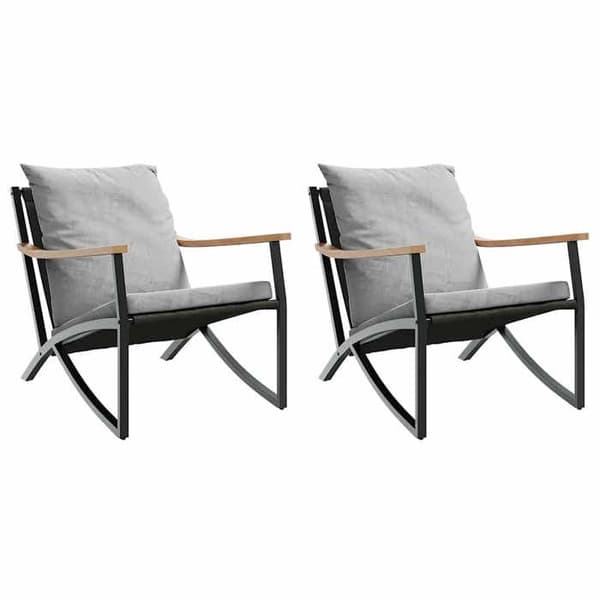 Maison Exclusive - Trädgårdsstolar med kuddar, set om 2, svart stål