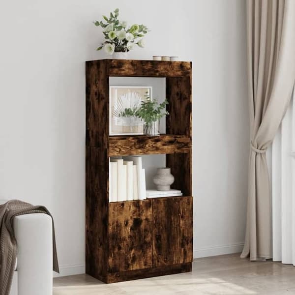 Maison Exclusive - Høj buffet i røgfyret egetræ 63x33x140 cm ingeniørtræ