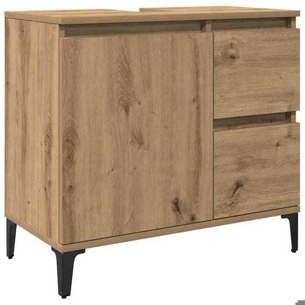 Maison Exclusive - Vaskeskab i egetræ, håndlavet 65x33x60 cm, ingeniørtræ