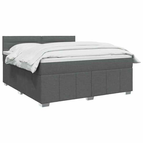 Maison Exclusive - Boxspring säng med madrass Mörkgrå 140 x 190 cm Tyg Mörkgrå