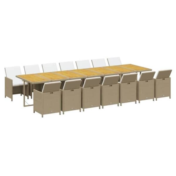 Maison Exclusive - Puutarhakalusteryhmä ja tyynyt 15 kpl beige
